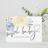 Carte Baby shower Grossesse Félicitations Blue Floral (Debout devant)