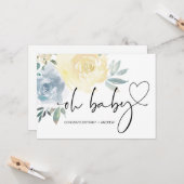 Carte Baby shower Grossesse Félicitations Blue Floral (Devant/Arrière en situation)