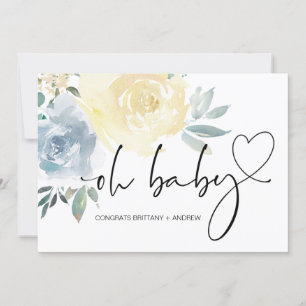 Carte Baby shower Grossesse Félicitations Blue Floral