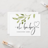 Carte Baby shower Grossesse Félicitations Oh bébé (Devant/Arrière en situation)