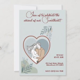 Carte Baby shower Heart avec les parents attendus