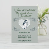 Carte Baby shower Heart avec les parents attendus (Debout devant)