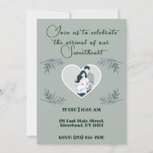 Carte Baby shower Heart avec les parents attendus