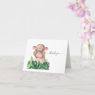 Carte baby shower Hippo Jungle Watercolor