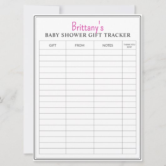 Carte Baby shower Imprimable Cadeau Tracker (Devant)