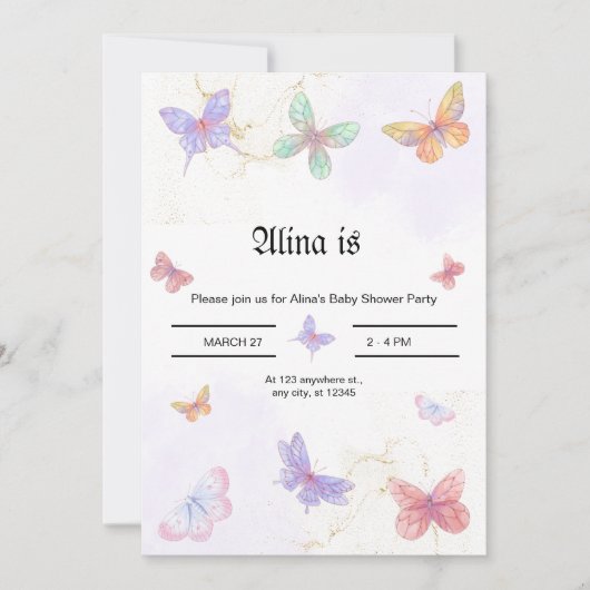 Carte baby shower Invitation. (Devant)