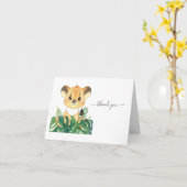 Carte baby shower Lion Jungle Watercolor (Fleur jaune)