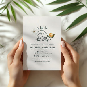 Carte Baby Shower Little Cutie Orange Citrus Botanique
