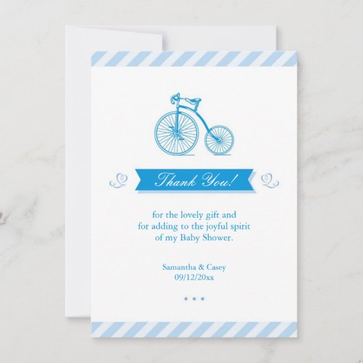 Carte Baby shower Merci bleu (Devant)