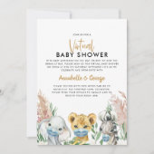 Carte Baby shower mignon par mail animal covid masque (Devant)