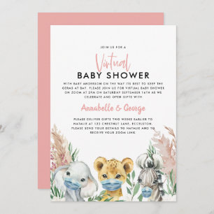 Carte Baby shower mignon par mail animal covid masque ro