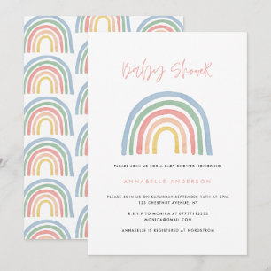 Carte Baby shower moderne imperméable arc-en-ciel élégan