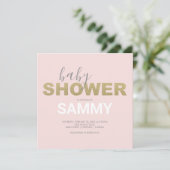 Carte Baby shower moderne rose et or Faux (Debout devant)