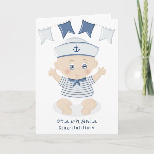 Carte Baby shower Nautical Baby Boy (Devant)