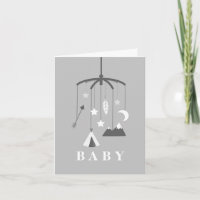 Baby shower neutre mobile en Bohême - gris