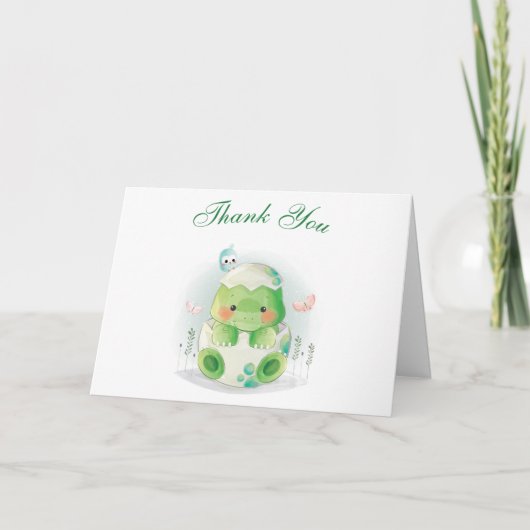 Carte Baby shower Oeuf Dinosaur Aquarelle Merci (Devant)