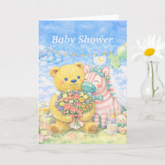 Carte Baby Shower – Ours et Licorne
