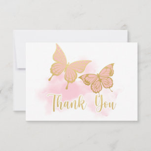 Carte Baby shower papillon rose Merci d'invitation