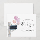 Carte Baby shower par Mail Pink Balloons Merci (Devant / Derrière)