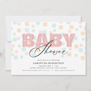 Carte Baby Shower Pastel Rose Moderne à Points