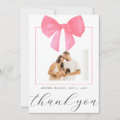 Carte Baby shower photo Bow rose aquarelle Merci (Devant)