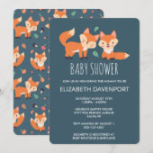 Carte Baby Shower Renardeaux Orange Mignons (Devant / Derrière)
