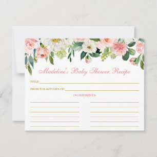 Carte baby shower Rose blanc Floral Gold Recette