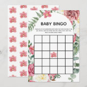 Carte Baby shower rose Floral Baby Card (Devant / Derrière)