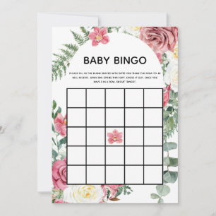 Carte Baby shower rose Floral Baby Card