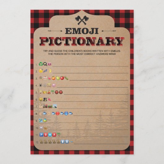 Carte Baby shower rustique Boy Lumberjack Emoji Pictiona (Devant)