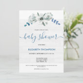 Carte Baby shower rustique Custom Aquarelle bois floral (Debout devant)