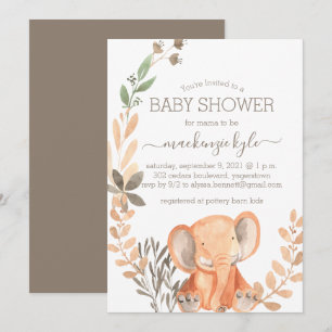 Carte Baby shower Safari Elephant Boho Watercolor