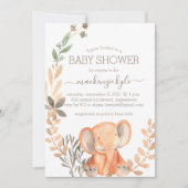 Carte Baby shower Safari Elephant Boho Watercolor (Devant)