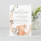 Carte Baby shower Safari Elephant Boho Watercolor (Debout devant)