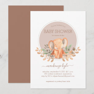 Carte Baby shower Safari Elephant Boho Watercolor