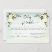 Carte Baby shower Saupoudrer vert Roses blanches Florale (Devant)