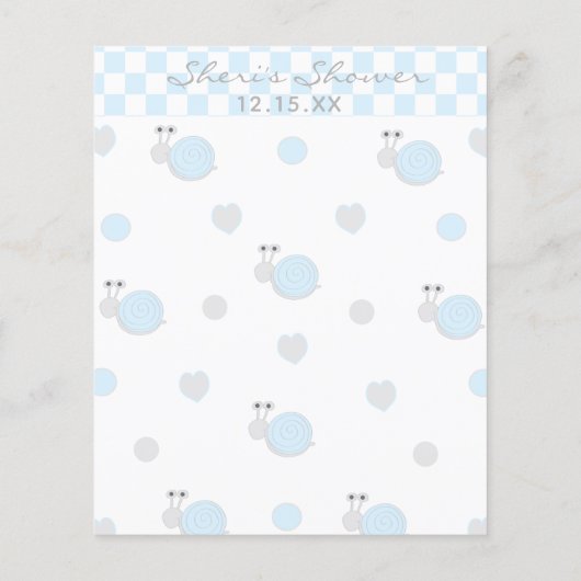 Carte baby shower "Snips and Snails" (Dos)