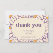 Carte Baby shower super Fleurs rétro Merci (Devant)