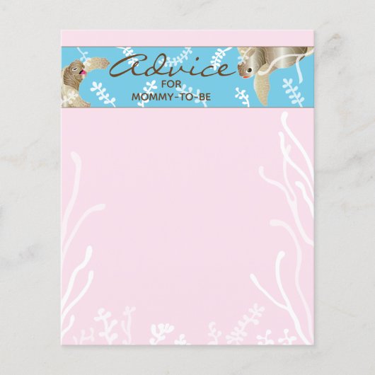 Carte baby shower "Tortue rose" (Devant)