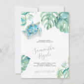 Carte Baby shower Tropical Green Feuille de tortue de me (Devant)
