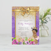 Carte Baby shower violet afro-américaine (Debout devant)