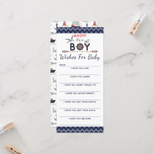 Carte Baby shower Wis Jeu Nautique Voilier Ahoy Boy