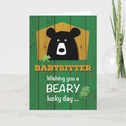 Carte Baby-sitter, Bear & Shamrocks à St Patrick (Devant)