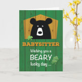Carte Baby-sitter, Bear & Shamrocks à St Patrick (Fleur jaune)