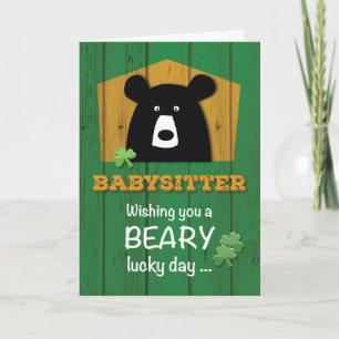 Carte Baby-sitter, Bear & Shamrocks à St Patrick