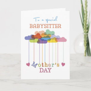 Carte Baby-sitter, nuage de Cute Mother's Day