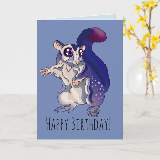 Carte Baby Sugar Glider Anniversaire (Fleur jaune)