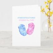 Carte Baby Twins Booties Félicitations Card (Fleur jaune)