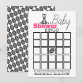 Carte Baby Zebra, Baby shower Bingo (Devant / Derrière)
