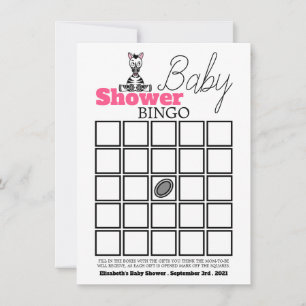 Carte Baby Zebra, Baby shower Bingo